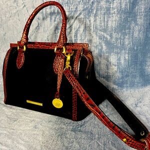 BRAHMIN RARE Mini Schooner Black Quincy Handbag Smooth Patent Leather! NICE NWOT